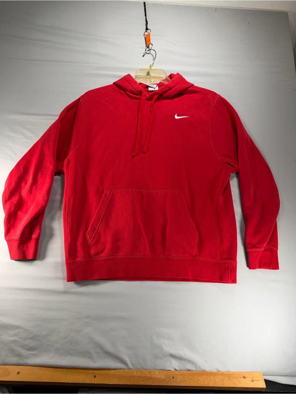 Vintage Nike Hoodie Red Small Swoosh 1990s White Tag Men's Size Large Fleece